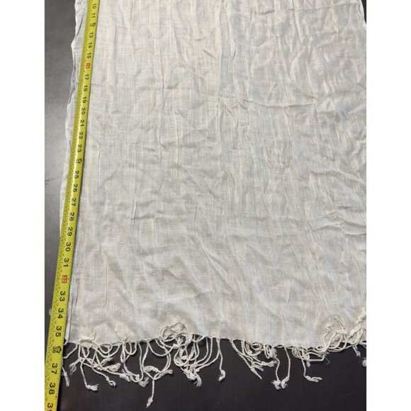 New Bindya NY Ivory Boho Fashion Scarf Sheer Mesh Tassel Fringe Wrap‎ 25”x72” - Picture 7 of 8